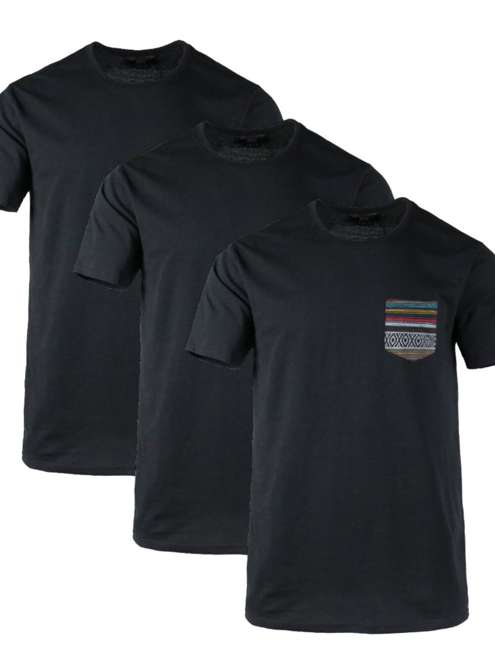 Men's 3-Pack Pocket T-Shirt Short Sleeve Assorted Colors Random Pattern
